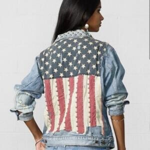 Ralph Lauren Women's Denim & Supply Boyfriend Trucker American Flag Jean Jacket